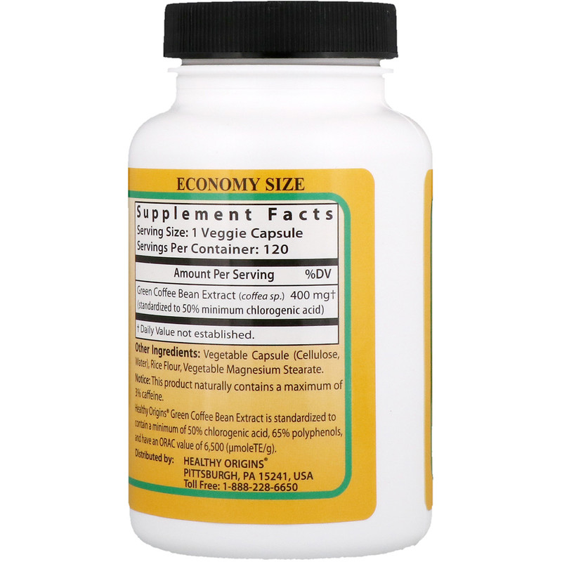Healthy Origins, Green Coffee Bean Extract, 400 mg, 120 Veggie Capsules iHerb