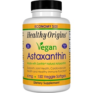 Купить Healthy Origins, Веганский астаксантин, 4 мг, 150 вегетарианских гелевых капсул  на IHerb
