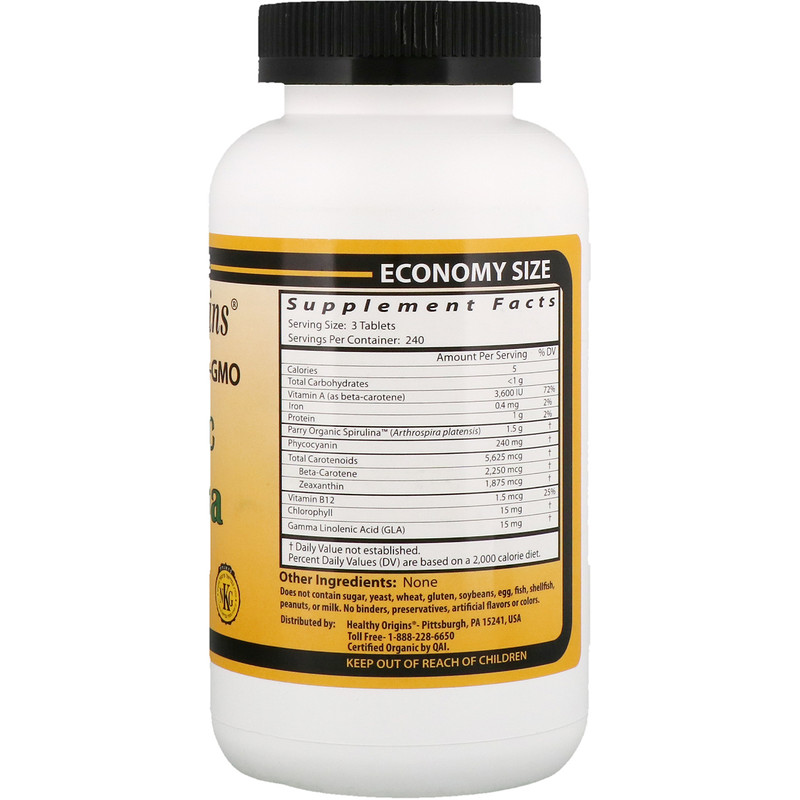 Healthy Origins, Organic Spirulina, 500 mg, 720 Tablets iHerb