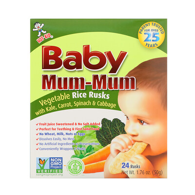 Hot Kid Baby Mum-Mum, рисовые галеты с овощами, 24 галеты