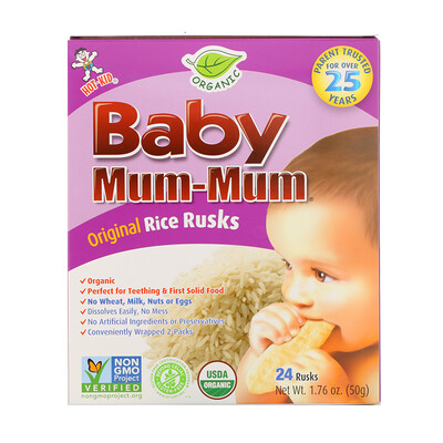 Hot Kid Baby Mum-Mum, Organic Risk Rusks, Original, 24 Rusks, 1.76 oz (50 g)