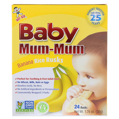 Baby Mum-Mum, бананово-рисовые сухари, 24 сухарика, 1,76 унц. (50 г)