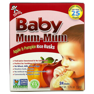 Hot Kid, Baby Mum-Mum, Reis-Zwieback mit Apfel und Kürbis, 24 Zwiebacks, 50 g (1,76 oz.)