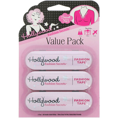 Hollywood Fashion Secrets Fashion Tape Value Pack, комплект наклеек, 3 набора, 36 двусторонних наклеек