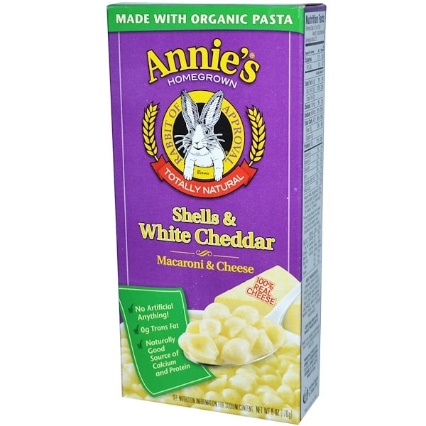 Annie's Homegrown, Ракушки и белый чеддер, Макароны с сыром, 6 унций (170 г)