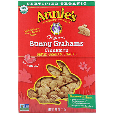 Annie's Homegrown Organic Bunny Grahams, Cinnamon, 7.5 oz (213 g)
