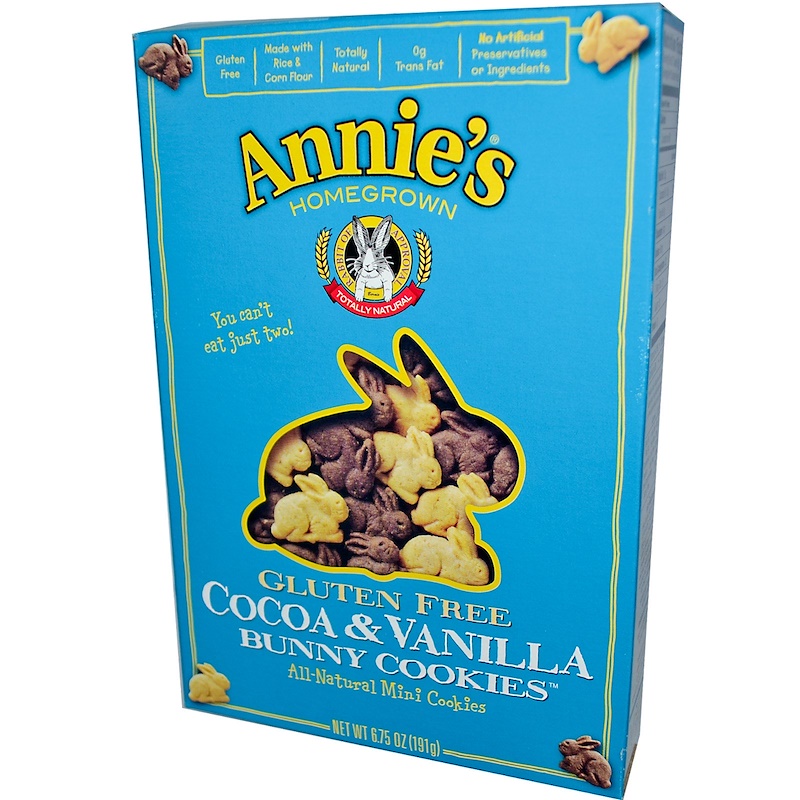 Annie's Homegrown, Gluten Free Bunny Cookies, Cocoa & Vanilla, 6.75 oz (191 g) iHerb