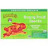 Annie's Homegrown, Snack orgánico, conejitos de frutas, gusto tropical, 5 bolsas, 0.8 oz (23 g) cada una