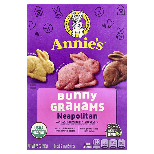 Annie's Homegrown, Organic Baked Bunny Graham Snacks, neapolitanisch, 213 g (7,5 oz.)