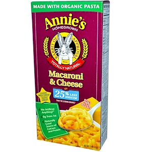 Annie's Homegrown, Органические макароны с сыром с низким содержанием соли, 6 унций (170 г)