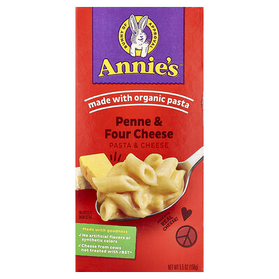 Annie's Homegrown, Pasta y queso, Penne y cuatro quesos, 156 g (5,5 oz)