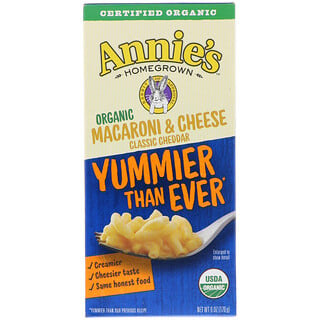 Annie's Homegrown, Органические макароны и сыр, классический чеддер, 6 унций (170 г)