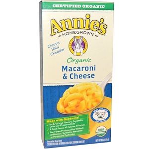 Annie's Homegrown, Органические макароны с сыром, классический чеддер, 6 унций (170 г)
