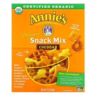 Купить Annie's Homegrown Смесь органических закусок с чеддером, 255 г (9 унций)