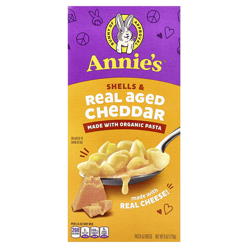 Annie's Homegrown, Macaroni & Cheese, Shells & Real Aged Cheddar, 6 oz (170 g)