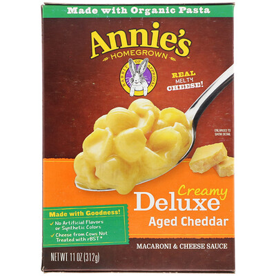 Annie's Homegrown Сливочный роскошный выдержанный чеддер, макароны и сырный соус, 312 г (11 унций)