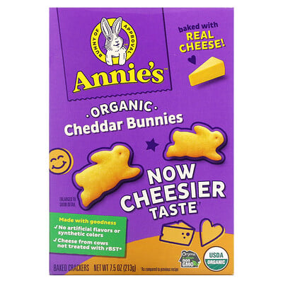 Annie's Homegrown Cheddar Bunnies, Baked Snack Crackers, 7.5 oz (213 g)  - купить со скидкой