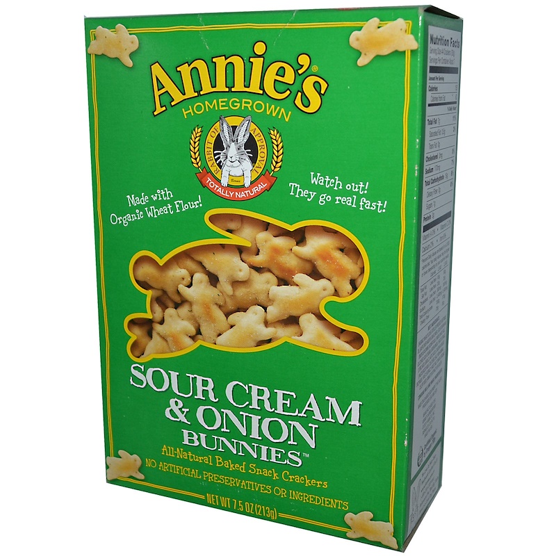 Annie's Homegrown, AllNatural Baked Snack Crackers, Sour Cream & Onion