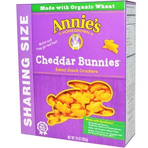 Annie's Homegrown, Cheddar Bunnies, запеченные крекеры в виде кроликов с чеддером, 10 унций (283 г)