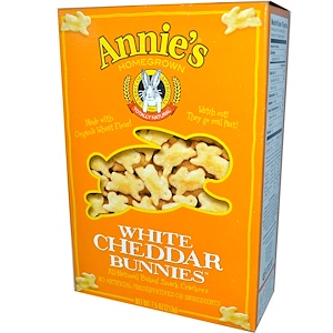 Купить Annie's Homegrown, Запеченные крекеры с белым сыром чеддер, в форме кроликов, 7,5 унций (213 г)  на IHerb