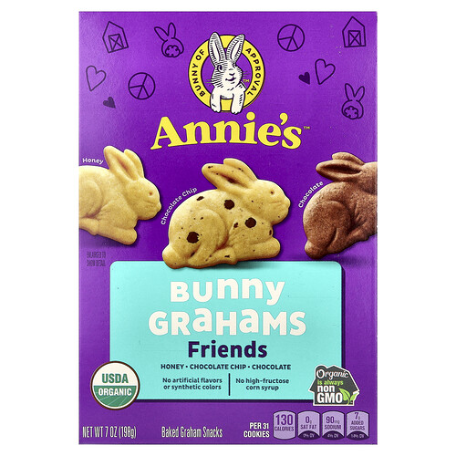 Annie's Homegrown Organic Friends Bunny Grahams, Chocolate Chip, Chocolate & Honey, 7 oz (198 g)