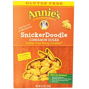 Annie's Homegrown, Печенья-зайчики без глютена, сникердудл с коричным сахаром, 6,75 унций (191 г)