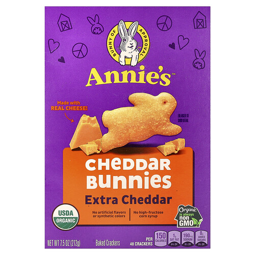 Annie's Homegrown Organic Cheddar Bunnies, Extra Cheddar, 7.5 oz (212 g)