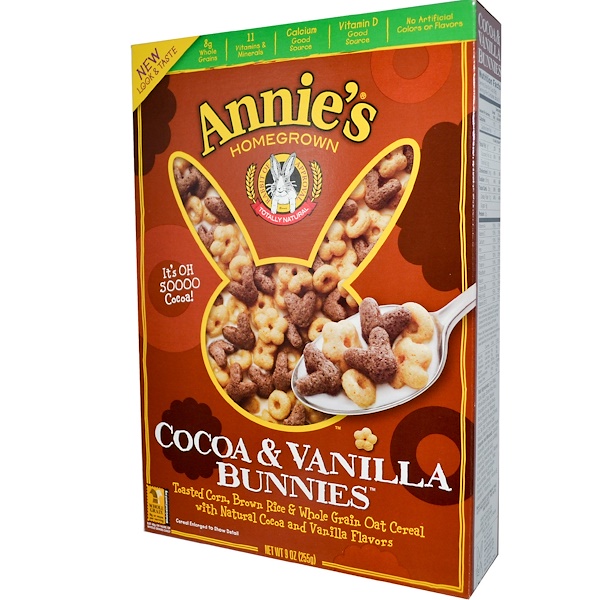 Annie's Homegrown, Cocoa & Vanilla Bunnies Cereal, 9 oz (255 g) (Discontinued Item) 