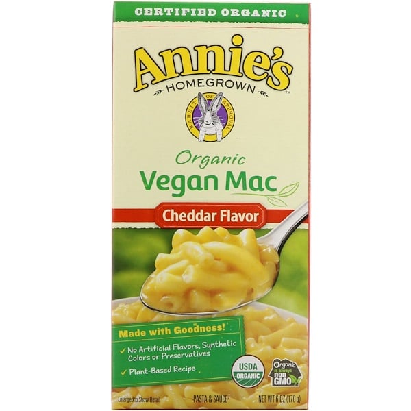 Annie's Homegrown, Organic Vegan Mac, Cheddar Flavor, 6 oz (170 g)