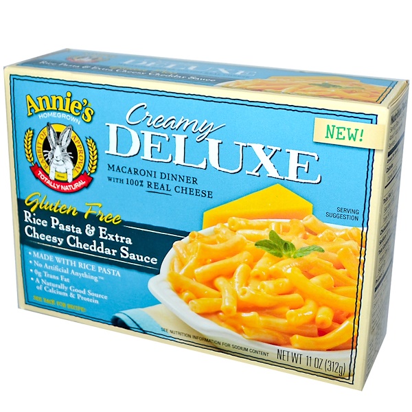 Annie's Homegrown, Creamy Deluxe Macaroni Dinner, рисовые макароны с сырным соусом чеддер, 11 унций (312 г)