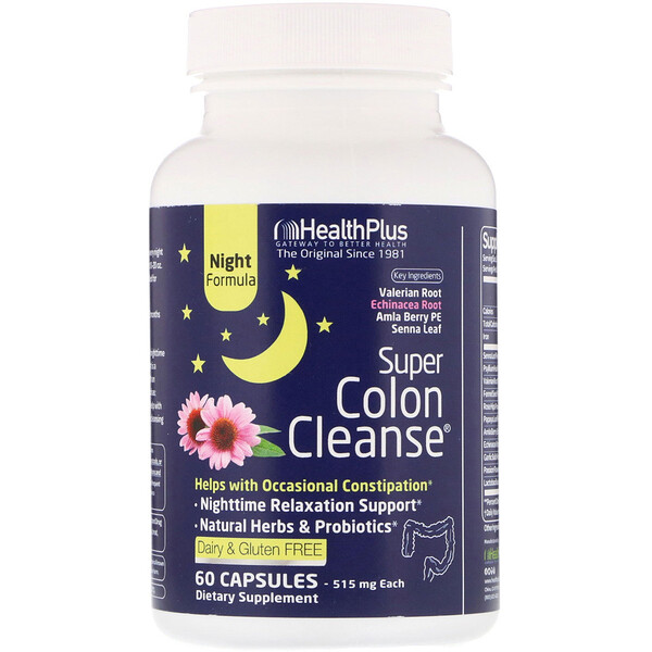 Health Plus, Super Colon Cleanse, Night, 515 mg, 60 Capsules