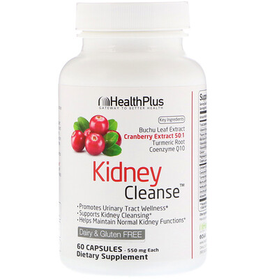 Health Plus Kidney Cleanse™, препарат для очищения почек, 550 мг, 60 капсул