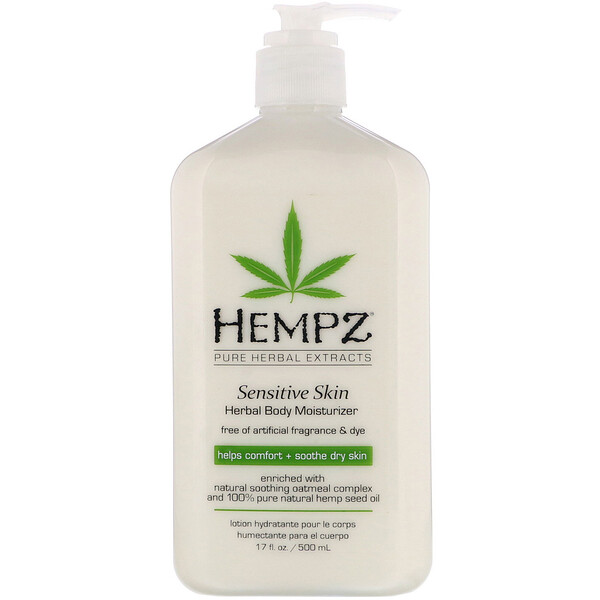 Sensitive Skin Herbal Body Moisturizer, Helps Comfort + Soothe Dry Skin, 17 fl oz (500 ml)