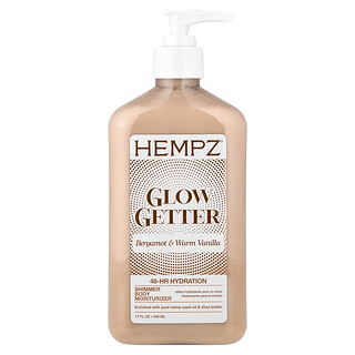 Hempz, Humectante corporal con brillo, Activador de brillo, Bergamota y vainilla cálida, 500 ml (17 oz. líq.)