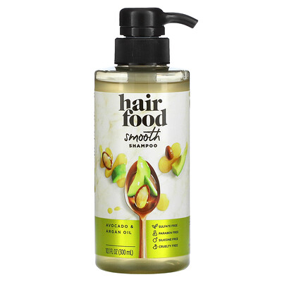 Hair Food Smooth Shampoo, масло авокадо и арганы, 300 мл (10,1 жидк. Унции)