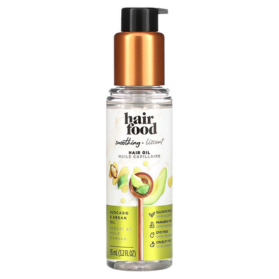Hair Food Разглаживающее масло для волос, масло авокадо и арганы, 95 мл (3,2 жидк. Унции)