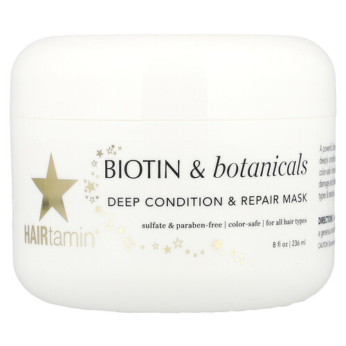 HAIRtamin, Biotine et plantes, Masque revitalisant et réparateur en profondeur, 236 ml