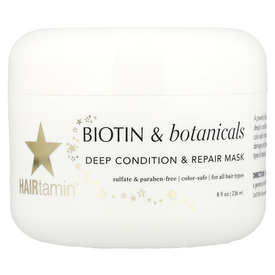 HAIRtamin, Biotina e ingredientes botánicos, Mascarilla reparadora y de acondicionamiento profundo, 236 ml (8 oz. líq.)