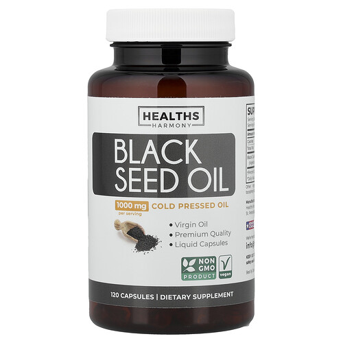 Healths Harmony, Black Seed Oil, Schwarzkümmelöl, 120 Kapseln (500 mg pro Kapsel)