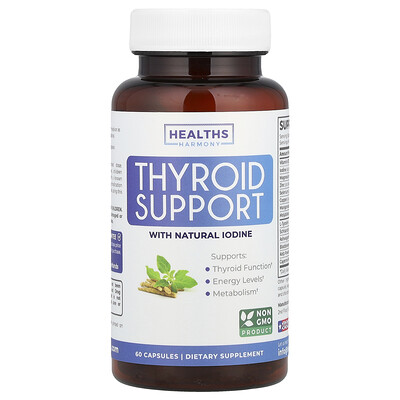 Product Image for Healths Harmony, Thyroid Support With Natural Iodine, 60 Capsules