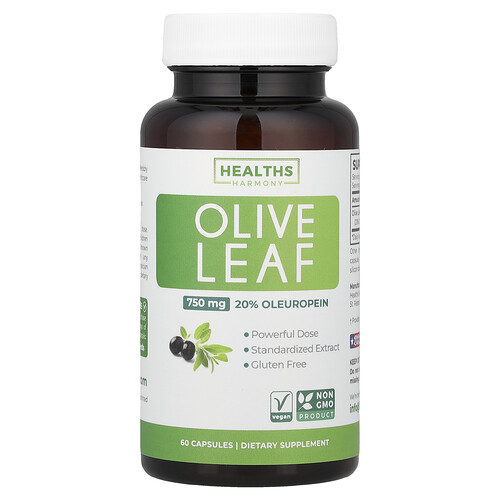 Healths Harmony, Olive Leaf, Olivenblatt, 750 mg, 60 Kapseln