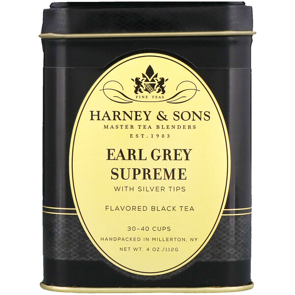 Harney & Sons, Black Tea, Earl Grey Supreme with Silver Tips, 4 oz