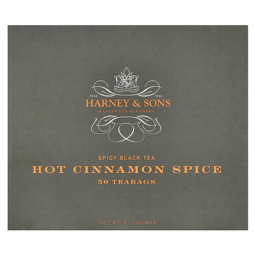 Harney & Sons, Spicy Black Tea, Hot Cinnamon Spice, 50 Tea Bags, 3.17 oz (90 g)