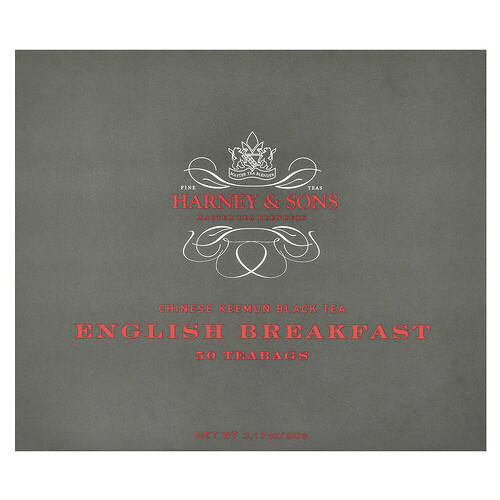 Harney & Sons, Chinesischer Keemun-Schwarztee, englisches Frühstück, 50 Teebeutel, 90 g (3,17 oz.)
