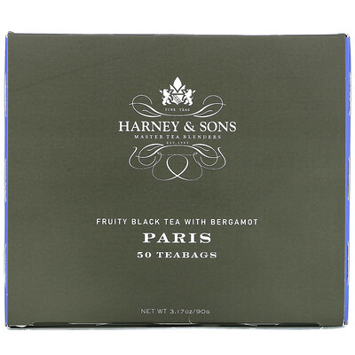 Harney & Sons Paris, Черный фруктовый чай с бергамотом, 50 чайных пакетиков, 3,17 унции (90 г)