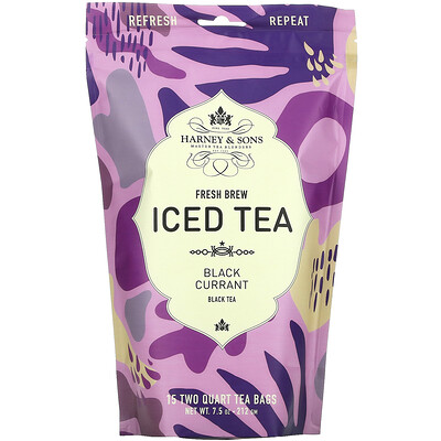 Купить Harney & Sons Fresh Brew Iced Tea, Black Currant Black Tea, 15 Tea Bags, 7.5 oz (212 g)