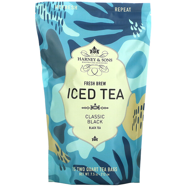 Harney & Sons, Fresh Brew Iced Tea, Classic Black , 15 Tea Bags, 7.5 oz