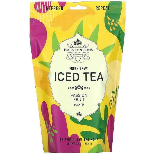 Harney & Sons, Fresh Brew Iced Tea, Passion Fruit Black Tea, 15 Tea