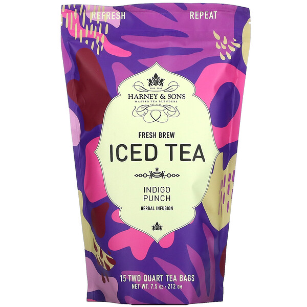 Harney & Sons, Fresh Brew Iced Tea, Indigo Punch, 15 Tea Bags, 7.5 oz