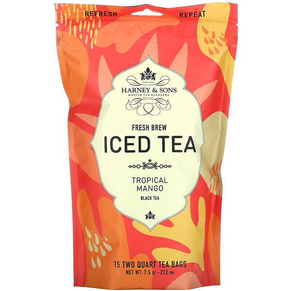 Harney & Sons, Fresh Brew Iced Tea, Tropical Mango Black Tea, 15 Tea